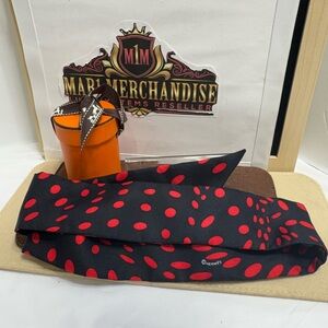 Hermès Black and Red Polka Dot Twilly
